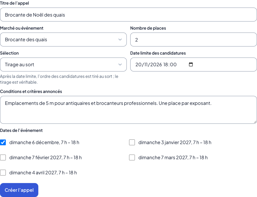 Préparation d’un appel à candidatures