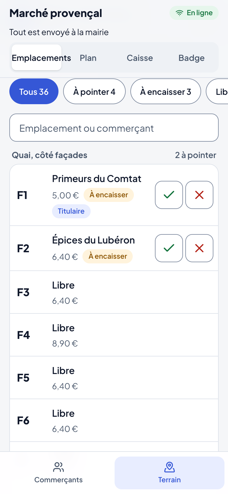 Pointage en un geste par zone